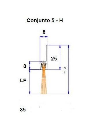 CEPILLO DE ALUMINIO "H" 5 S35 - 3 m